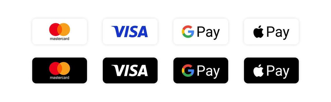 mastercard visa apple pay google pay popular payment systems finance system app bank card illustration free vector